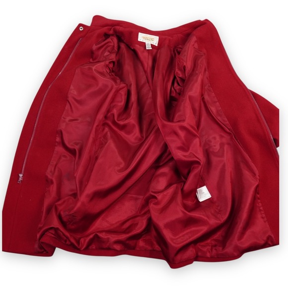 VTG‎ Talbots Wool Toggle Duffel Coat Womens 6 Red Petite Removable Hood Gorpcore - Picture 3 of 16